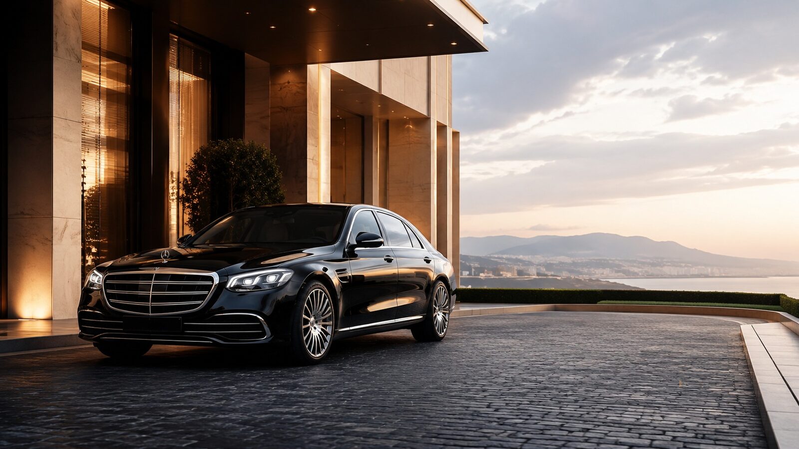 Luxury Mercedes chauffeur car for private airport transfers