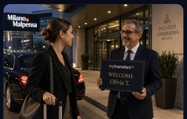 Olivia T. welcomed by a MytransfersEU chauffeur in Milan